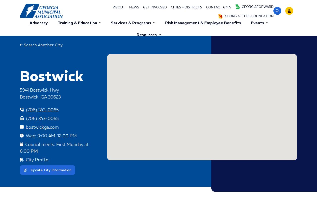 Bostwick Georgia official municipal contact source for Morgan County records routing