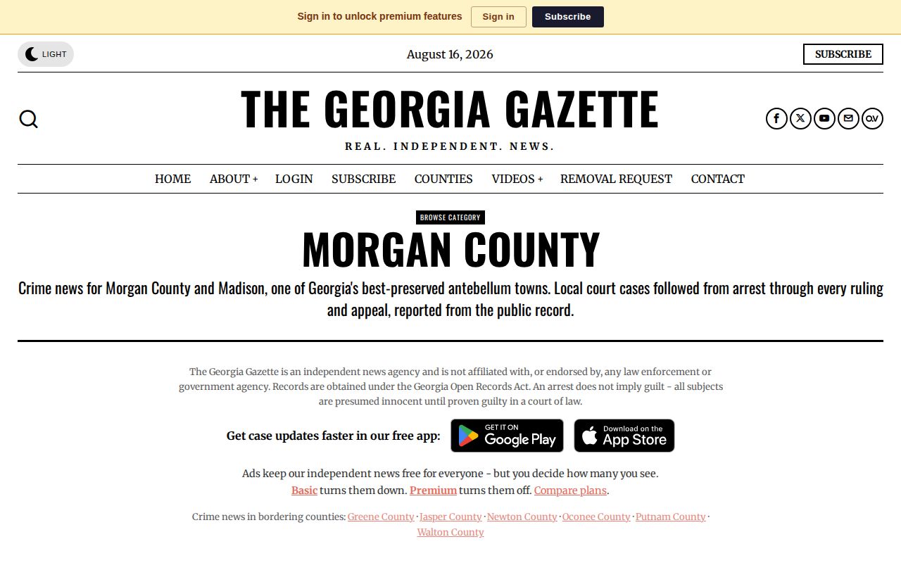 Morgan County Georgia unofficial crime news and booking-record coverage
