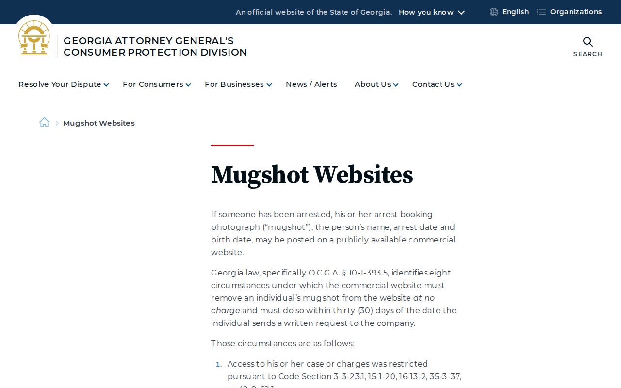 Georgia mugshot publication and removal guidance for Morgan County records